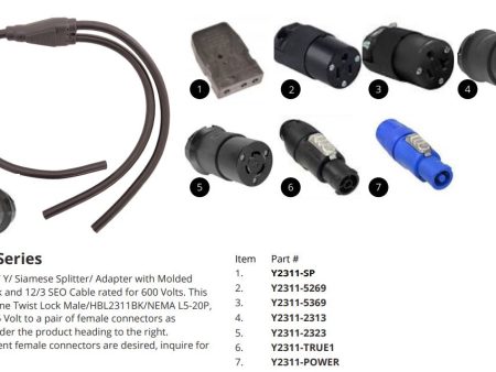 2FER - L5-20 Twist Lock (M) HBL to 2 PowerCON BLUE (F) - Y2311-POWER Discount