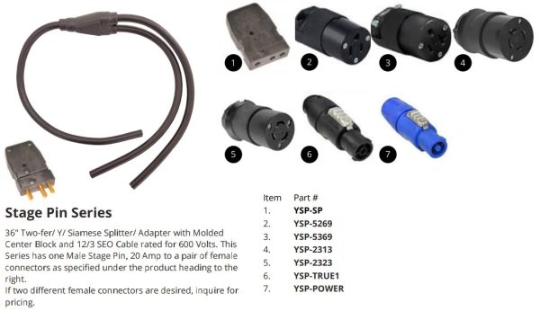 2FER - STAGE PIN 20MC (M) to 2 Edison 20A (F) - YSP-5369 on Sale