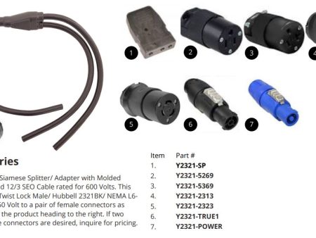 2FER - L6-20 Twist Lock (M) HBL to 2 EDISON 20A (F) - Y2321-5369 For Discount