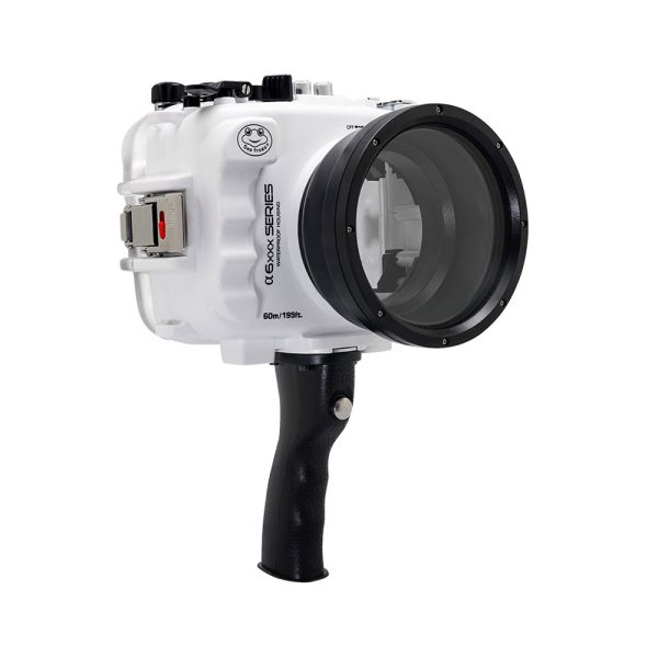 SeaFrogs 60M 195FT Waterproof housing for Sony A6xxx series Salted Line with pistol grip (White)   GEN 3 Online Hot Sale