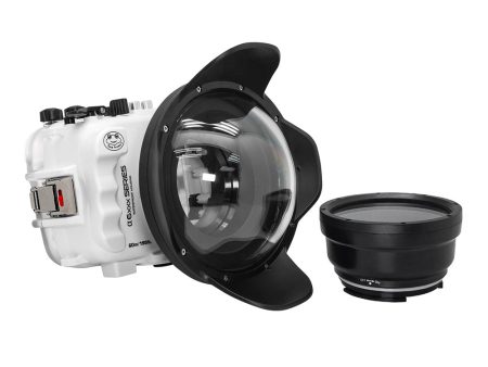 SeaFrogs UW housing for Sony A6xxx series Salted Line with 6  Dry dome port (White)   GEN 3 on Sale