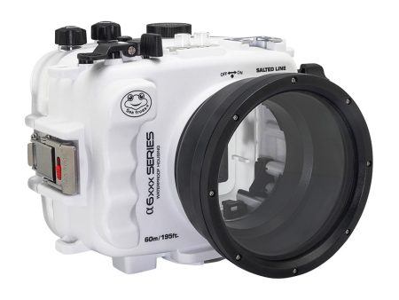 SeaFrogs 60M 195FT Waterproof housing for Sony A6xxx series Salted Line (White)   GEN 3 on Sale