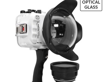 SeaFrogs UW housing for Sony A6xxx series Salted Line with pistol grip & 6  Optical Glass Dry dome port (White)   GEN 3 Online Sale